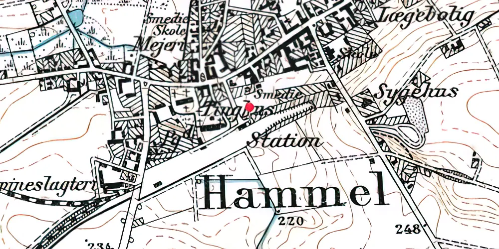 Historisk kort over Hammel Station Historisk kort over Hammel Station