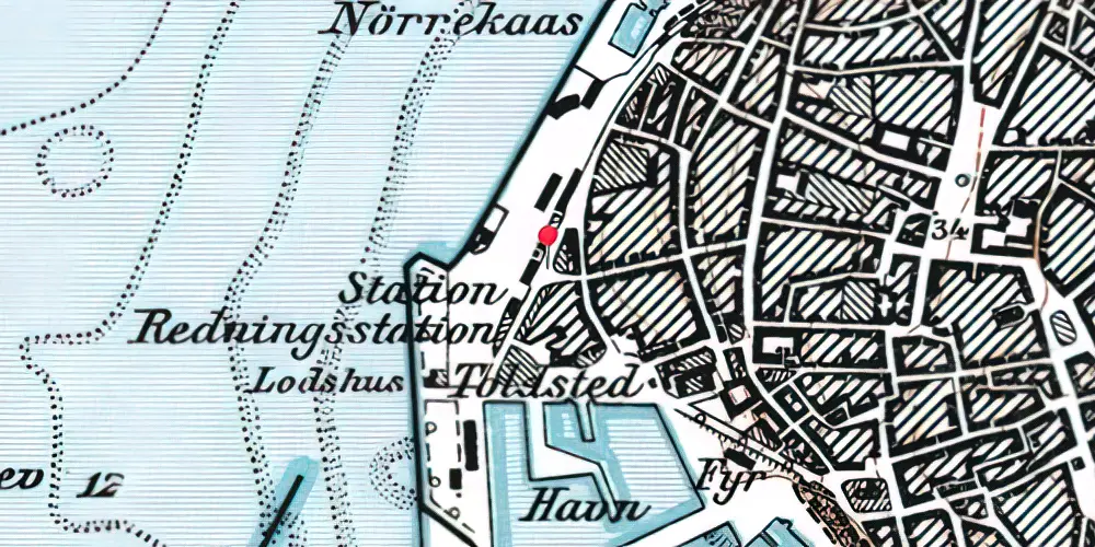 Historisk kort over Rønne H Station Historisk kort over Rønne H Station