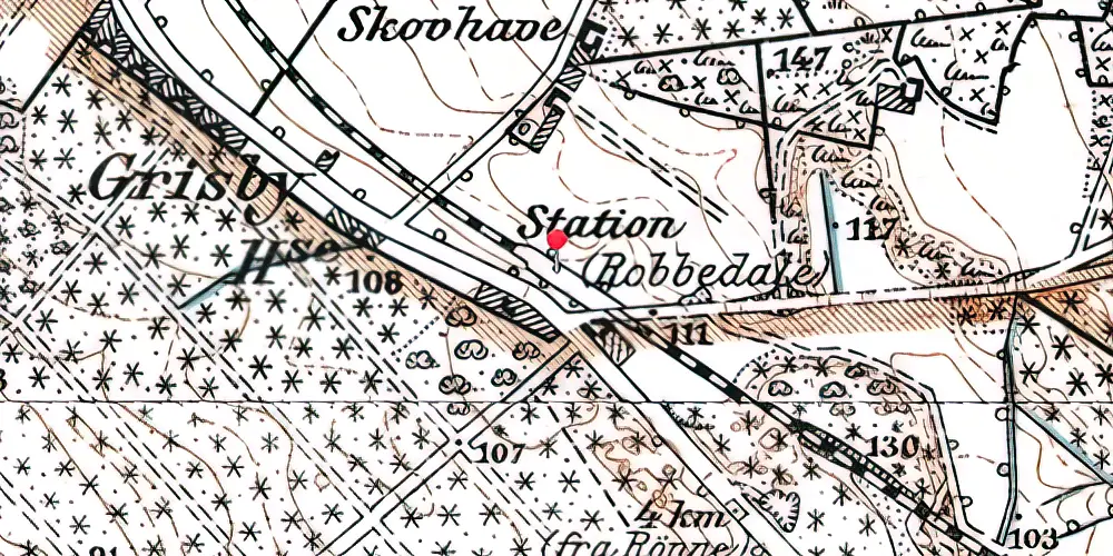 Historisk kort over Robbedale Trinbræt Historisk kort over Robbedale Trinbræt