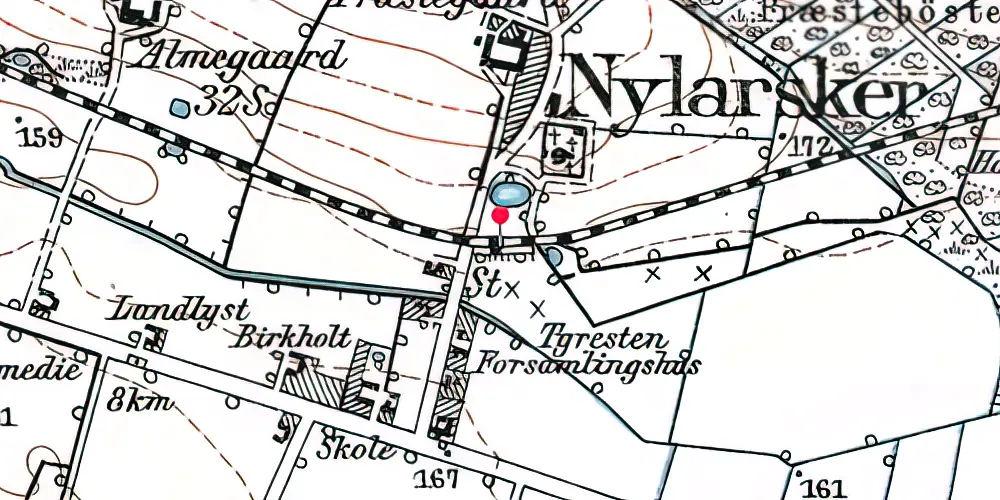 Historisk kort over Nylars Trinbræt Historisk kort over Nylars Trinbræt