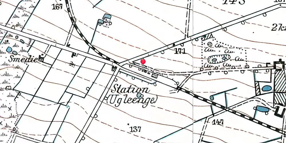 Historisk kort over Ugleenge Station