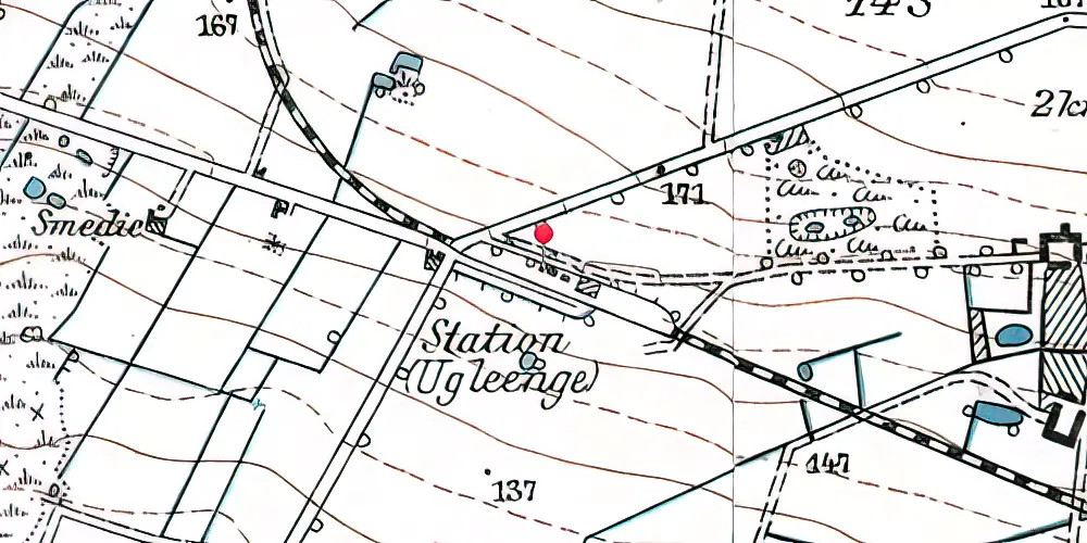 Historisk kort over Ugleenge Station Historisk kort over Ugleenge Station