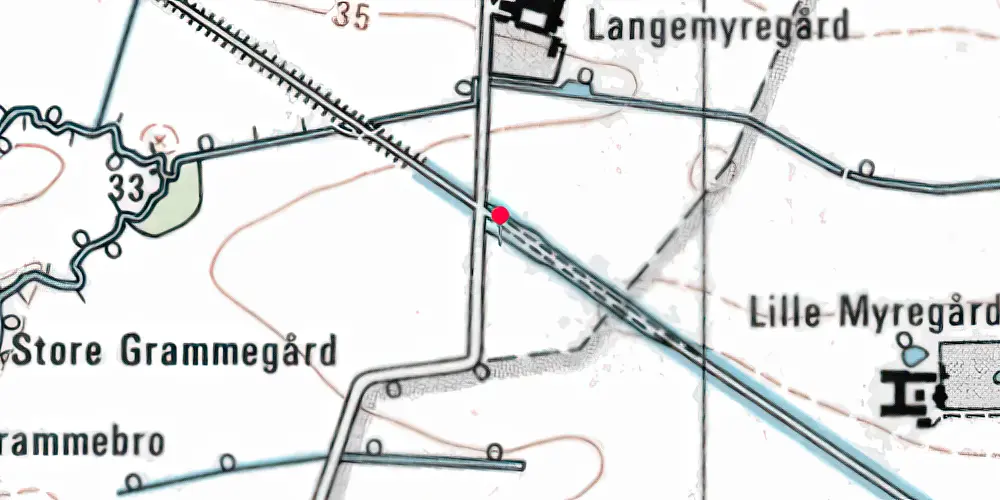 Historisk kort over Langemyregård Sidespor Historisk kort over Langemyregård Sidespor