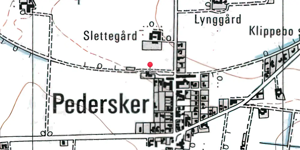 Historisk kort over Pedersker Station Historisk kort over Pedersker Station