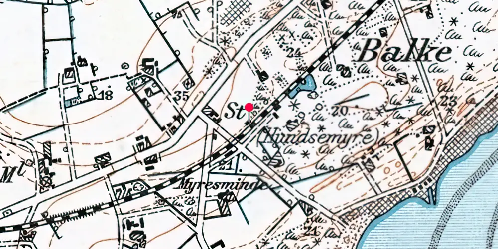Historisk kort over Balke Strand Trinbræt