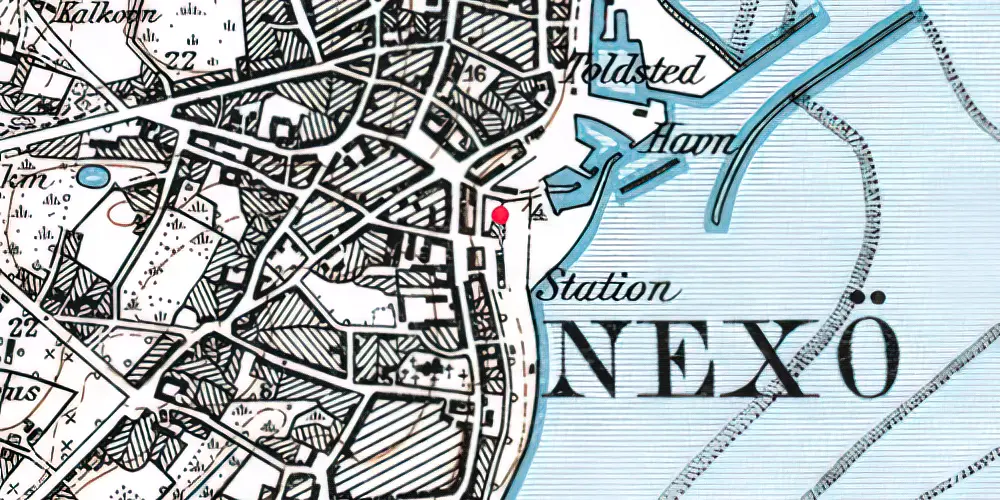 Historisk kort over Nexø Station Historisk kort over Nexø Station