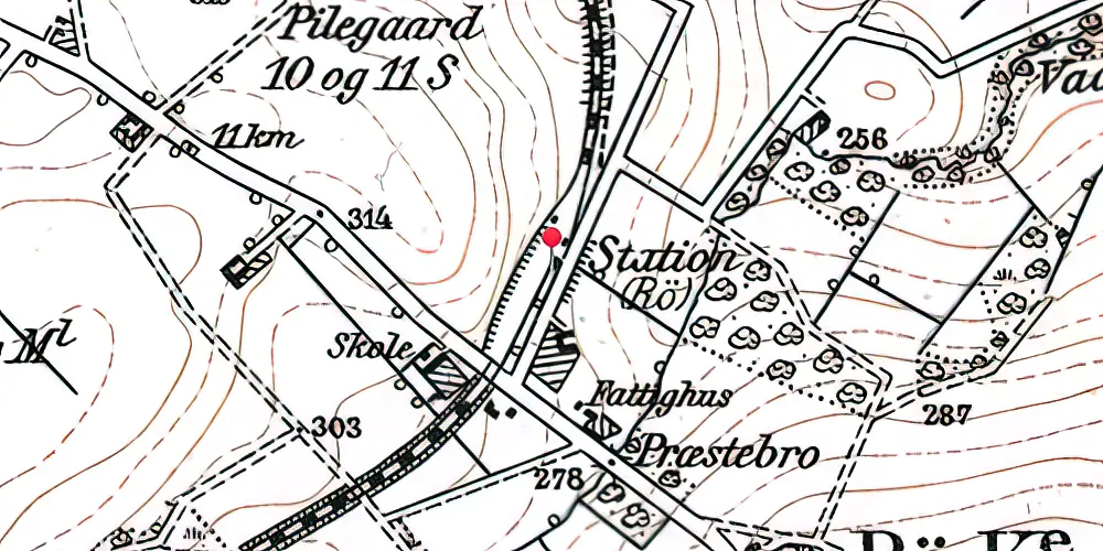 Historisk kort over Rø Station Historisk kort over Rø Station