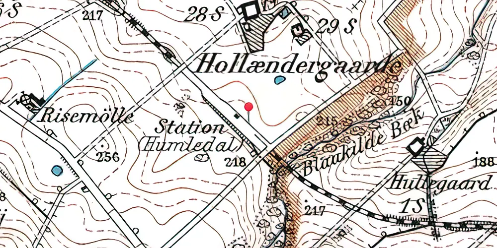 Historisk kort over Humledal Station Historisk kort over Humledal Station