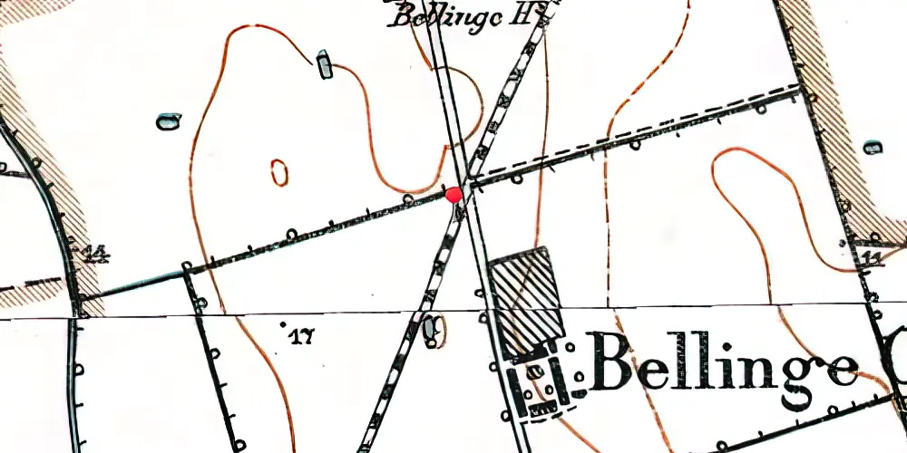 Historisk kort over Bellinge (Falster) Trinbræt med Sidespor Historisk kort over Bellinge (Falster) Trinbræt med Sidespor