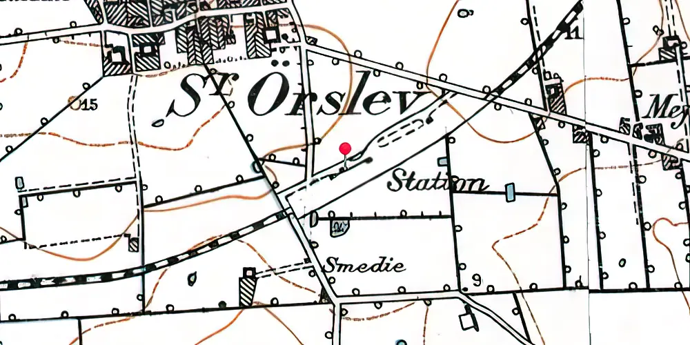 Historisk kort over Sønder Ørslev Station Historisk kort over Sønder Ørslev Station