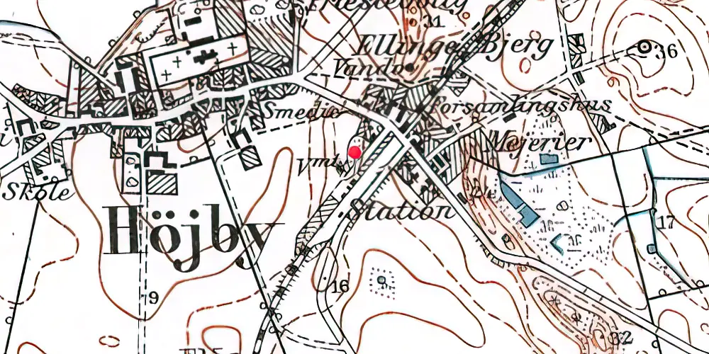 Historisk kort over Højby (Sjælland) Station