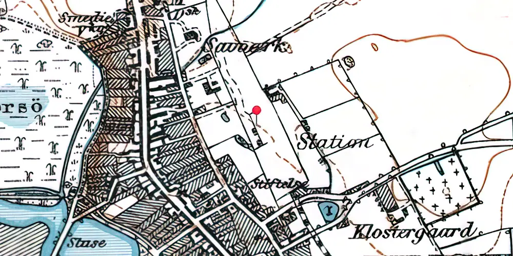 Historisk kort over Nysted Station Historisk kort over Nysted Station