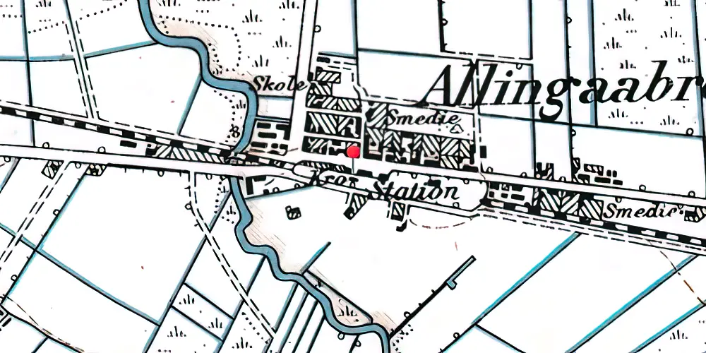 Historisk kort over Allingåbro Station Historisk kort over Allingåbro Station