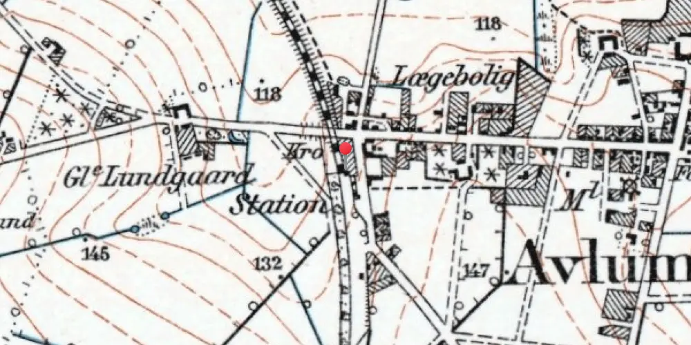 Historisk kort over Aulum Station