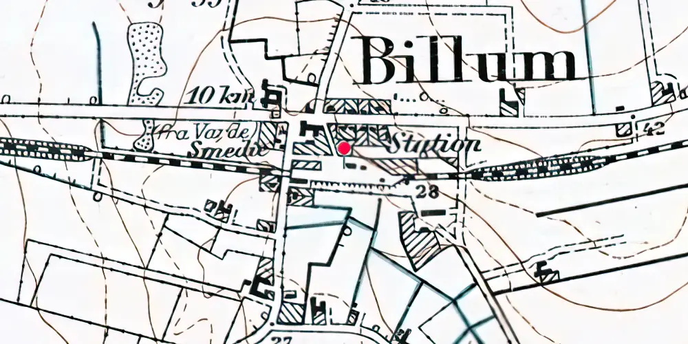 Historisk kort over Billum Trinbræt