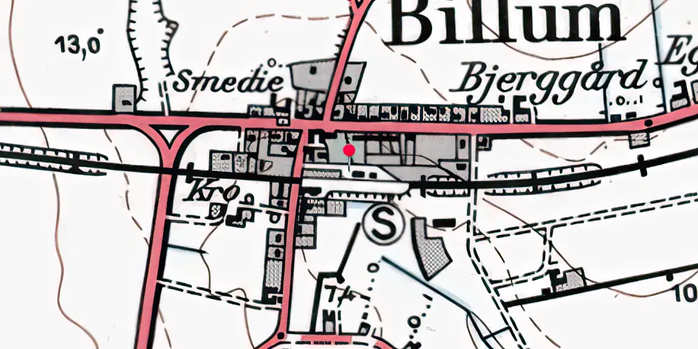 Historisk kort over Billum Trinbræt Historisk kort over Billum Trinbræt