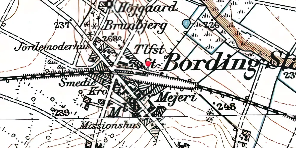 Historisk kort over Bording Station Historisk kort over Bording Station