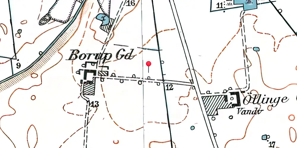 Historisk kort over Borupgård Trinbræt med Sidespor