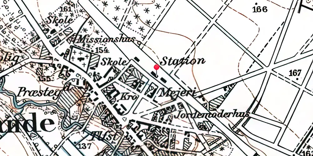 Historisk kort over Brande Station