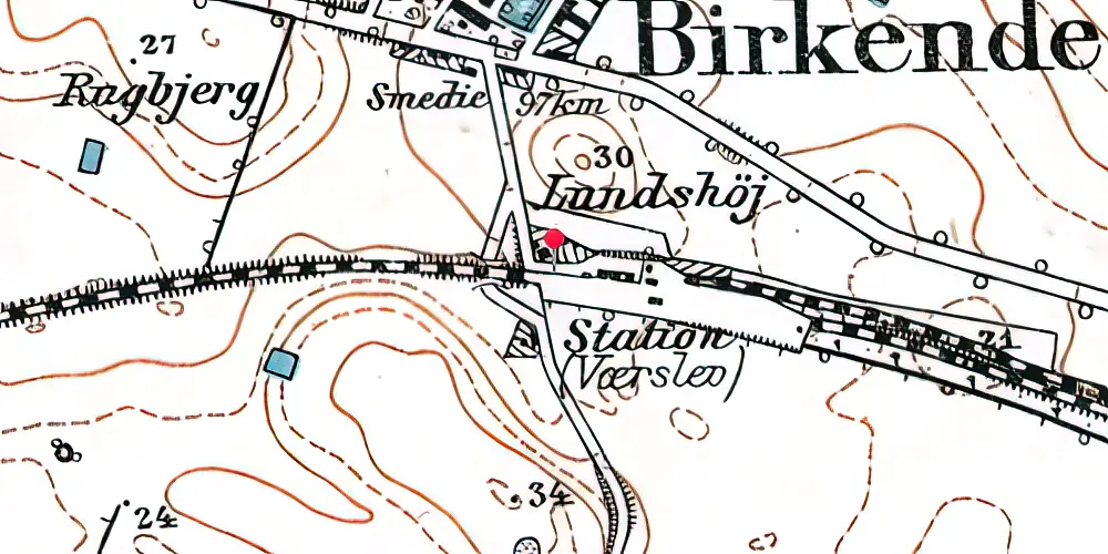 Historisk kort over Værslev Teknisk Station Historisk kort over Værslev Teknisk Station