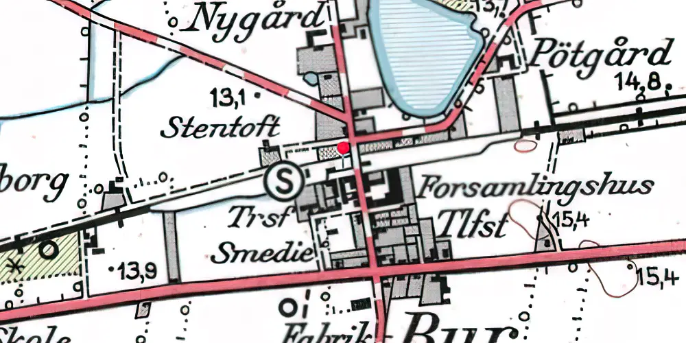 Historisk kort over Bur Trinbræt Historisk kort over Bur Trinbræt
