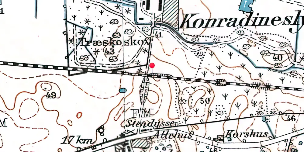 Historisk kort over Conradineslyst Trinbræt