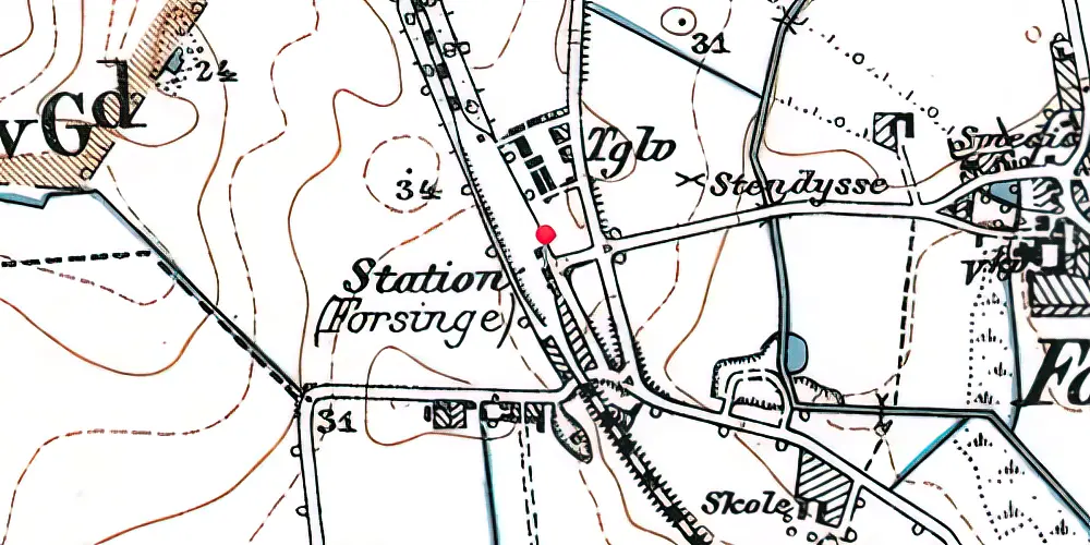 Historisk kort over Forsinge Station Historisk kort over Forsinge Station