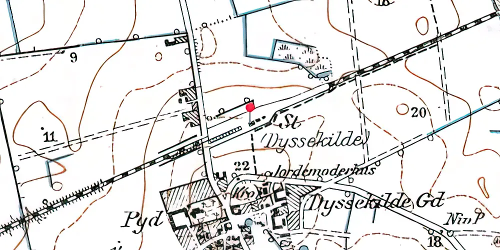 Historisk kort over Dyssekilde Station Historisk kort over Dyssekilde Station