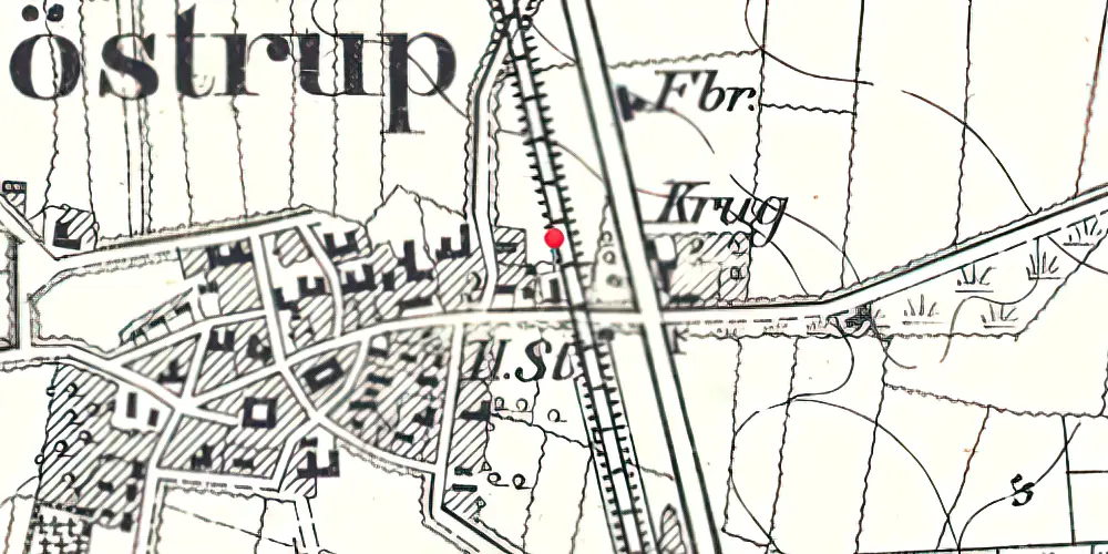 Historisk kort over Døstrup (Sønderjylland) Station [1887-1967]