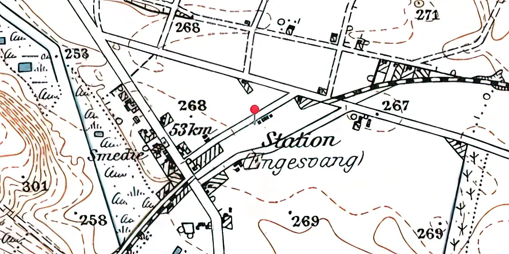 Historisk kort over Engesvang Station Historisk kort over Engesvang Station