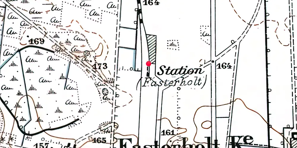 Historisk kort over Fasterholt Trinbræt med Sidespor