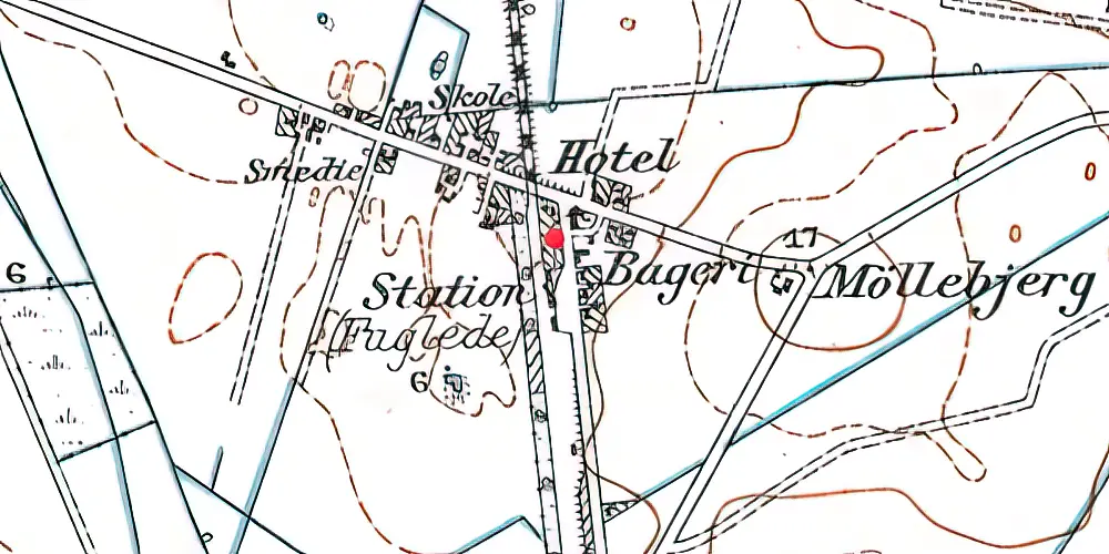 Historisk kort over Store Fuglede Station