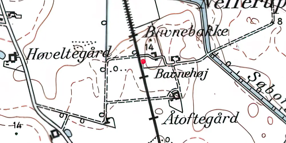 Historisk kort over Fjellenstrup Trinbræt