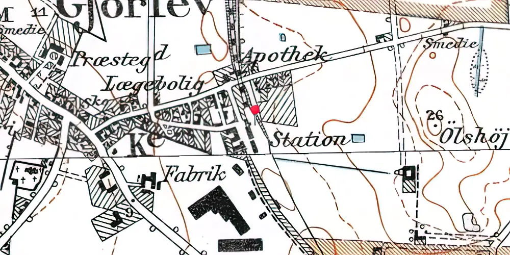 Historisk kort over Gørlev Station