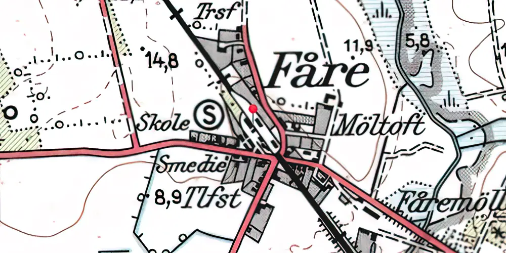 Historisk kort over Fåre Station Historisk kort over Fåre Station