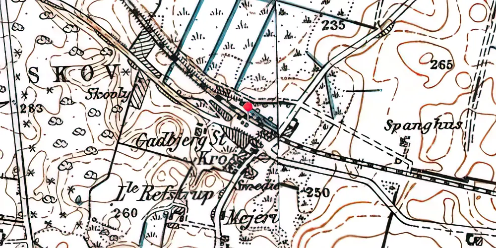 Historisk kort over Gadbjerg Trinbræt