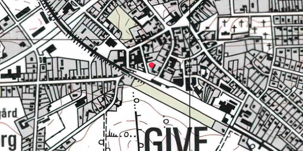 Historisk kort over Give Station Historisk kort over Give Station