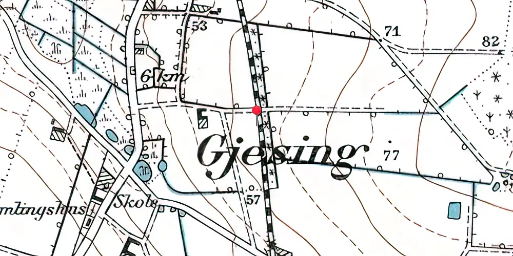 Historisk kort over Gjesing Trinbræt Historisk kort over Gjesing Trinbræt