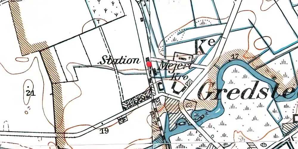 Historisk kort over Gredstedbro Station Historisk kort over Gredstedbro Station