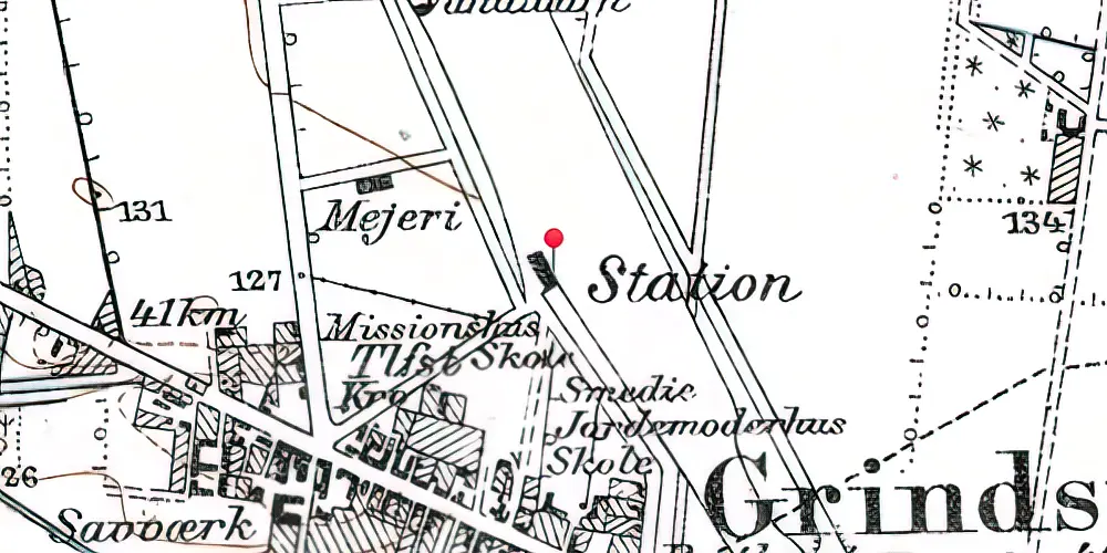 Historisk kort over Grindsted Station Historisk kort over Grindsted Station
