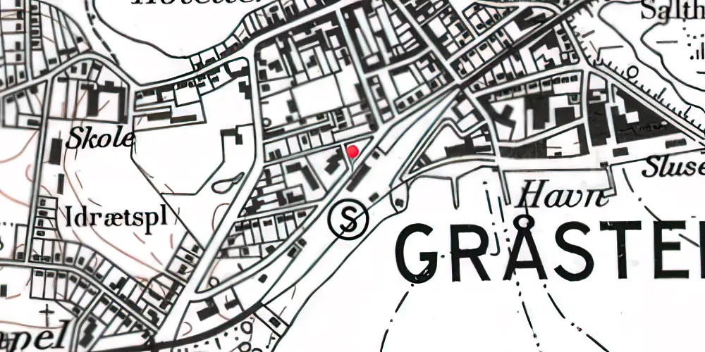 Historisk kort over Gråsten Station Historisk kort over Gråsten Station