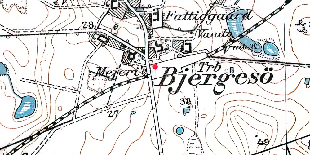 Historisk kort over Bjergesø Station Historisk kort over Bjergesø Station