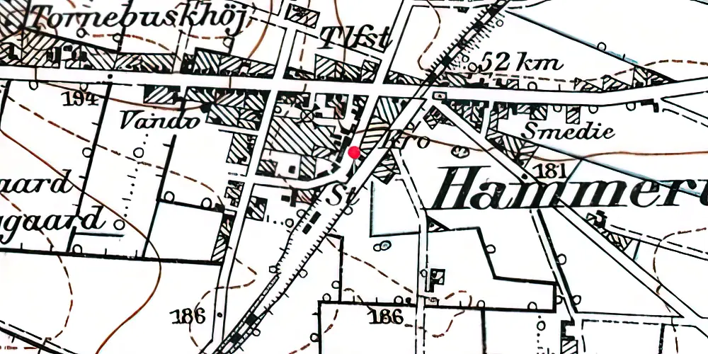 Historisk kort over Hammerum Station Historisk kort over Hammerum Station