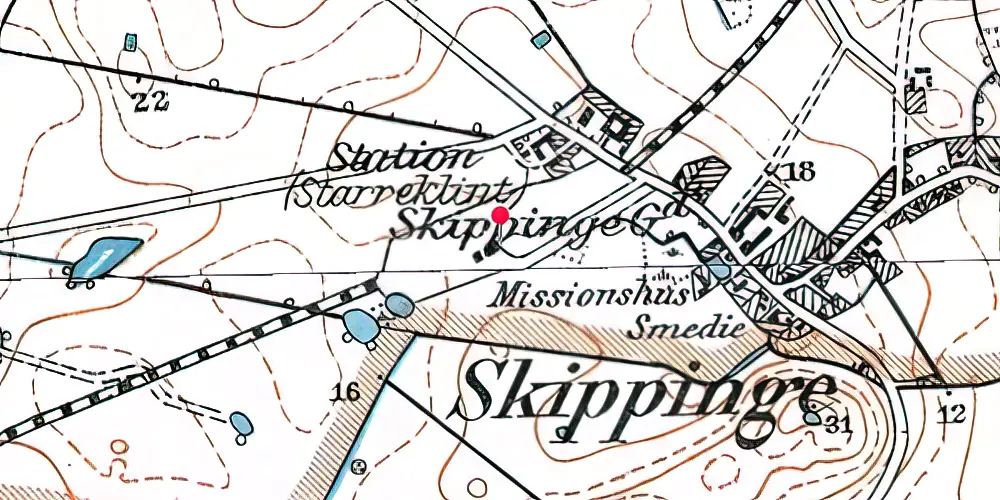 Historisk kort over Starreklinte Station Historisk kort over Starreklinte Station