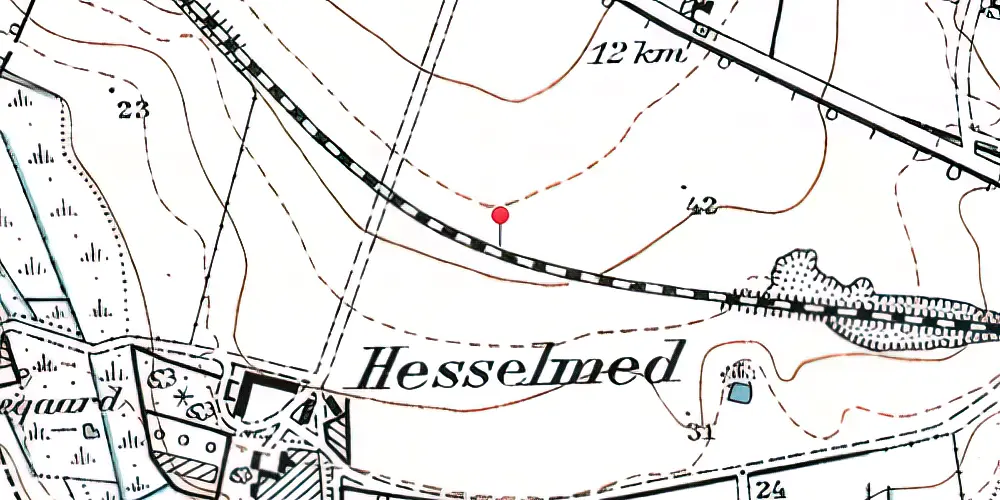Historisk kort over Hesselmed Trinbræt