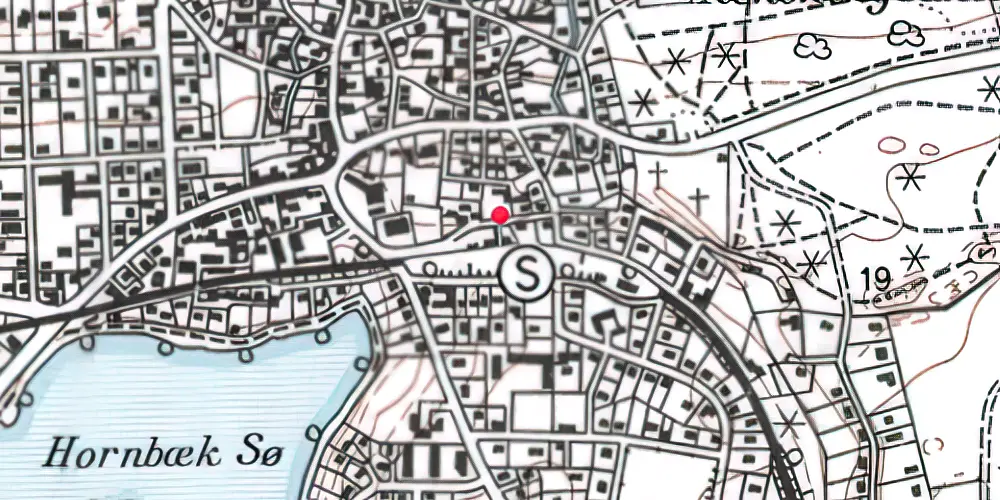 Historisk kort over Hornbæk Station