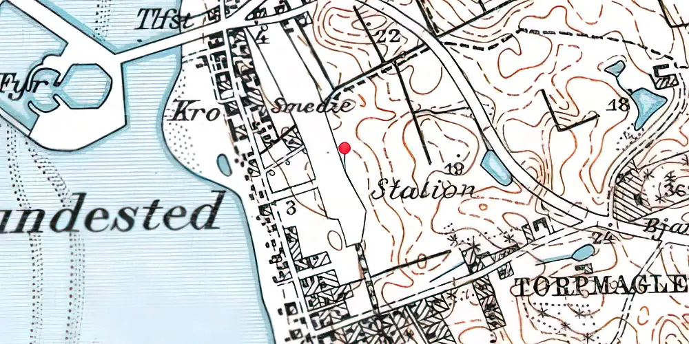 Historisk kort over Hundested Station Historisk kort over Hundested Station