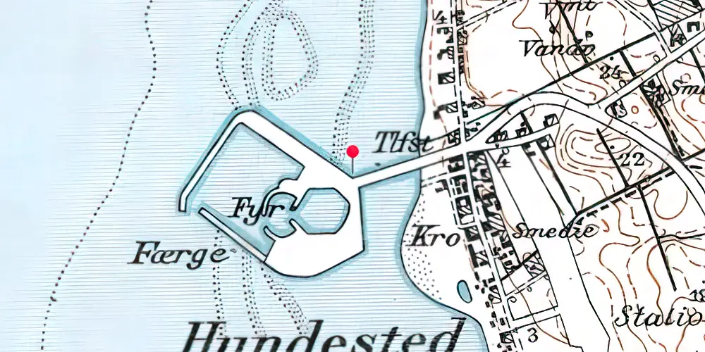 Historisk kort over Hundested Havn Trinbræt Historisk kort over Hundested Havn Trinbræt