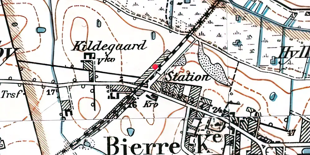 Historisk kort over Sønder Bjerge Station Historisk kort over Sønder Bjerge Station