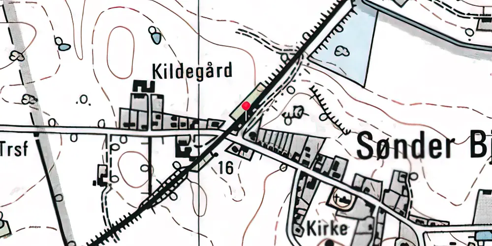 Historisk kort over Sønder Bjerge Station Historisk kort over Sønder Bjerge Station